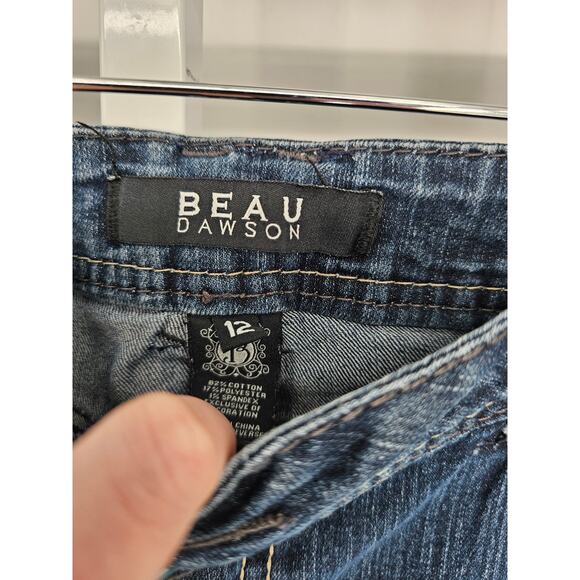 Beau Dawson Womens Sz 12 Slim Leg Blue Jeans Medium Wash Bling Pockets - Picture 3 of 5